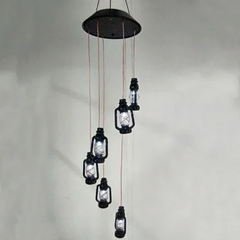 

Party Light Solar Wind Chime Changing Color Energy Saving Six Lantern Night Vintage Waterproof Decorative Outdoor Yard LED Bulb