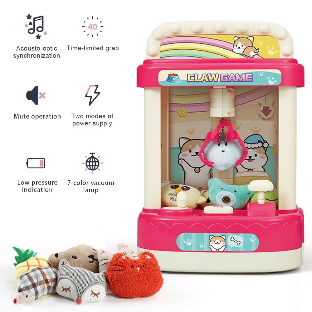 Pink Детская мини-кукольная машинка с зажимом для ручки, игровой автомат для куклы, игрушки для дома, машина для домашней ловли куклы со звуком - Цвет: Pink
