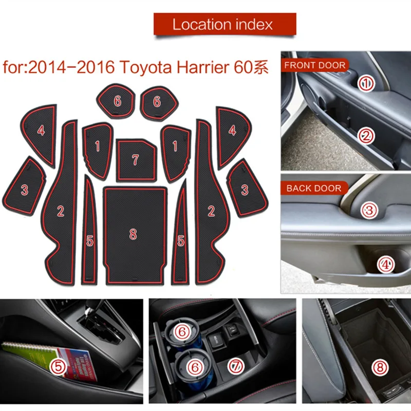 Противогрязный коврик для TOYOTA HARRIER 60 серия дверной паз слот подставка Противоскользящий коврик автомобильный интерьер гель