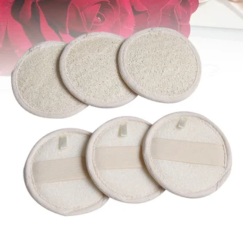 

6pcs Loofah Sponge Makeup Remover Puff Reusable Facial Puff Face Cleaning Pads Cleaning Tools Supplies for Home Travel Trip (Whi