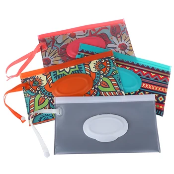 

Eco-Friendly Baby Wipes Box Wet Wipe Box Cleaning Wipes Carrying Bag Clamshell Snap Strap Wipe Container Case