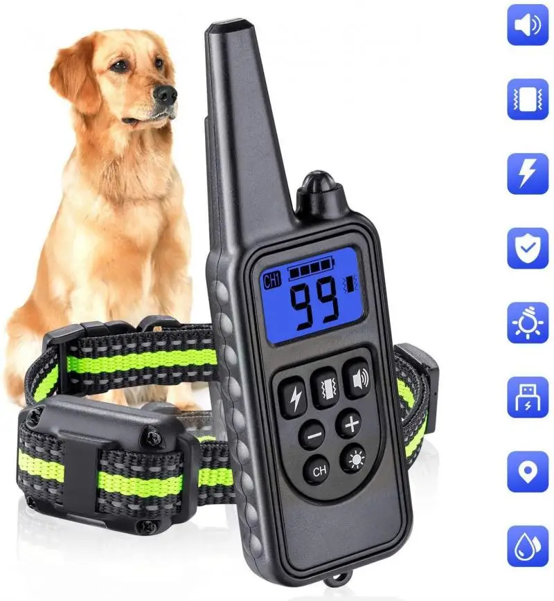 Rechargeable Electronic Dog Training Collar 800m Waterproof Stop