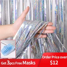 2 m 3m 4 folha metálica fringe shimmer pano de fundo festa de casamento decoração da parede cabine foto pano de fundo brilho brilho cortina ouro(China)