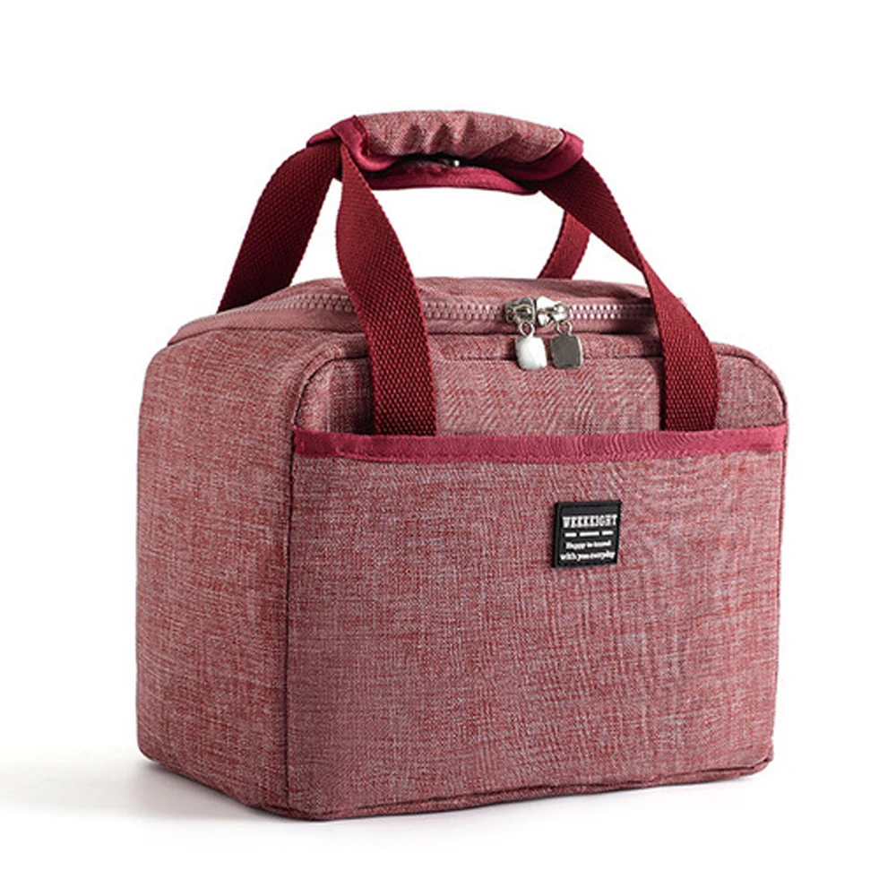 Aisputent термоизолированная сумка для обеда, сумка для хранения пикника, переносная коробка для обеда, походная сумка, сумка-холодильник, сумка для обеда - Цвет: wine red