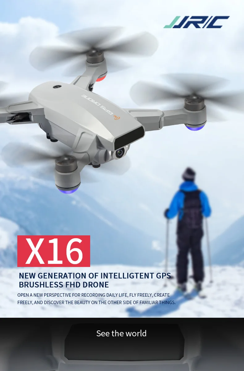 JJRC X16 5G WIFI FPV GPS 6K HD Camera Brushless Optical Flow Poaitioning Foldable RC FPV Racing Drone Quadcopter RTF Model