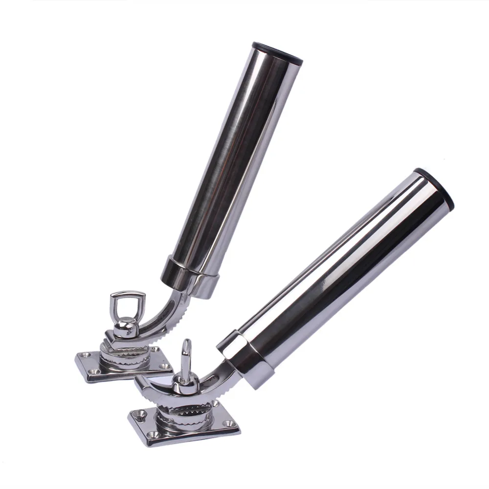 A Pair 360 Angled Rod Holder Deck Mount Adjustable Removble Stainless Steel 316 Fishing Rod Holders