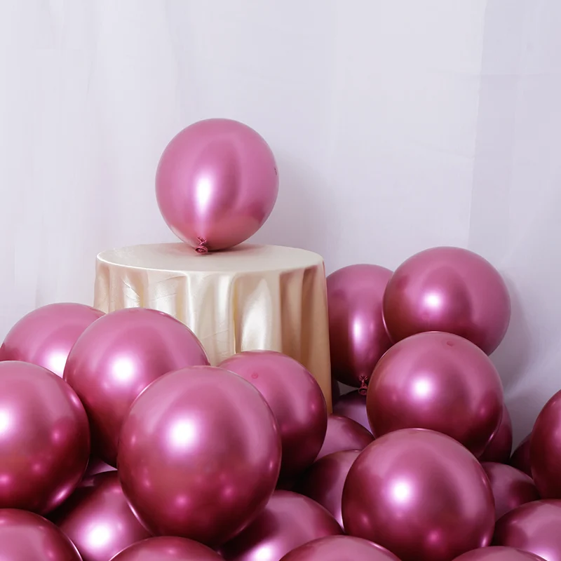 Rose 10 шт., 12 дюймов, металлический хром, Балон, для свадьбы, вечеринки, дня рождения, карнавала, вечерние, декоративные латексные металлические шары, гелиевые шары - Цвет: Rose
