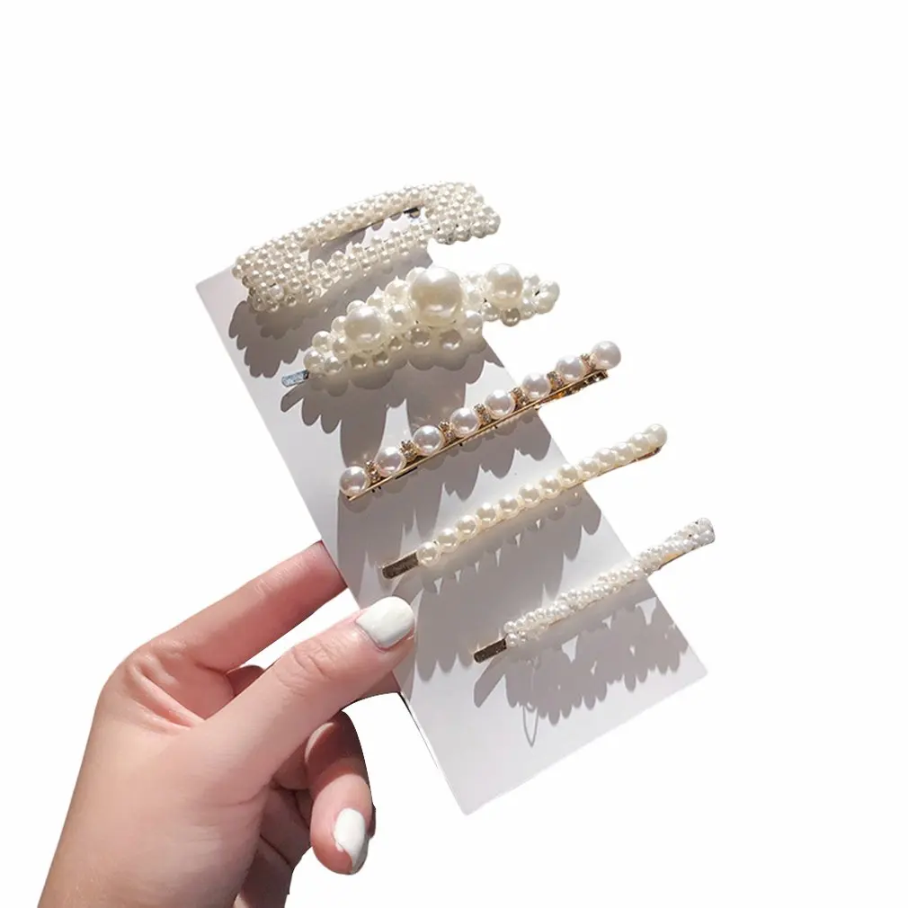 5PCS 02 Модные женские элегантные жемчужные заколки для волос, милые головные уборы для волос, шпильки с орнаментом, заколки, повязка на голову, аксессуары для волос - Цвет: 5PCS 02