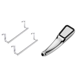 2 Pcs Stainless Steel Over Door Towel Rack, Bar Holders With High-Pressure Shower Head Rain Bathroom Showerhead