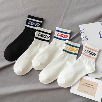 

Crew Socks Women Striped Letter Woman Sock Crush Print Sox Cartoon Ladies Autumn Winter Cotton Classic Lady Calcetines Hombre