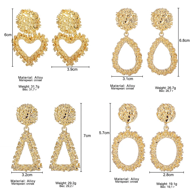 ALIUTOM Fashion Statement Earrings Big Metal Geometric Pendant Earrings Women Hanging Dangle Drop Earing Bohemian