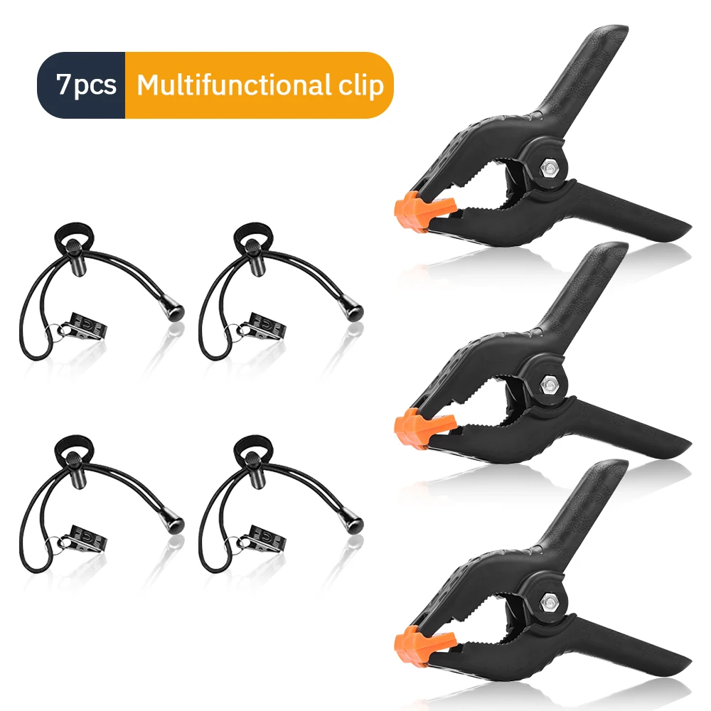 

7pcs Photography Heavy Duty Background Clamp Spring Clamps Set Adjustable Elastic Cord for Background Stand Fixed Backdrop Cloth