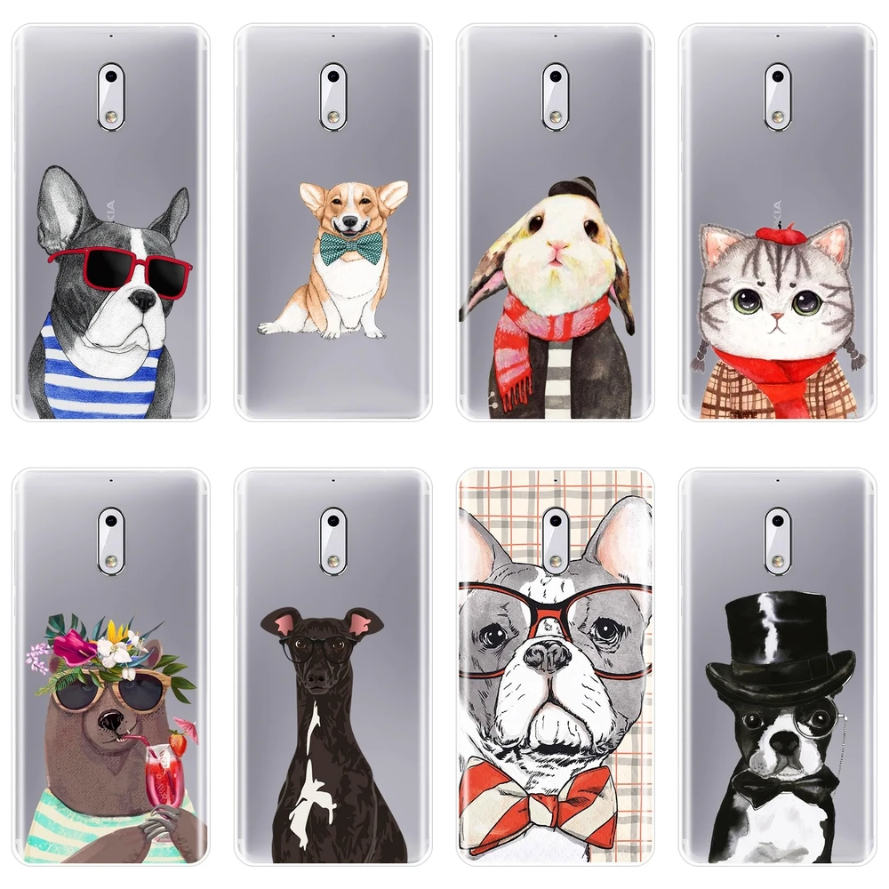 

Back Cover For Nokia 8 6 5 3 2 1 Pug Dog Cat Corgi Cute Rabbit Sloth Soft Silicone Case For Nokia X6 7 Plus Phone Case