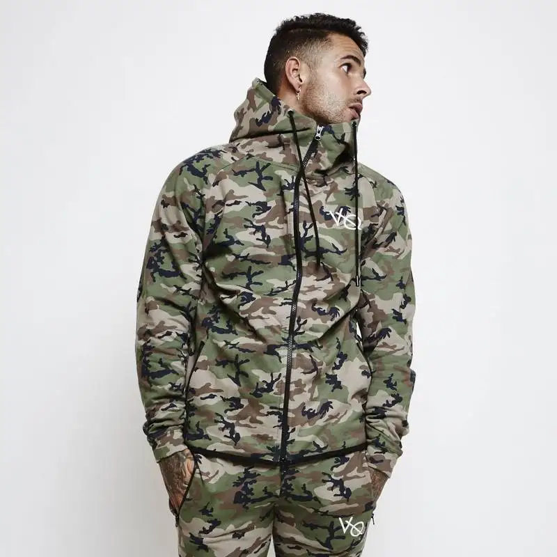 20189 New Fashion Men Camouflage Gyms Sets Men Long-Sleeved Hoodies+pants Two-piece Male Tracksuit Men's Casual Sportswear Suits