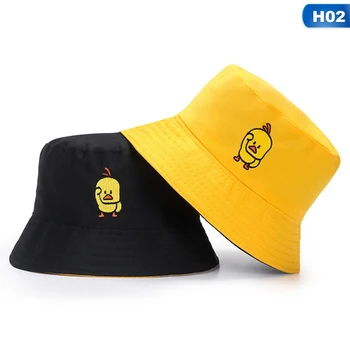 

New Korean double-sided wear creative embroidered fisherman hat Casual fashion visor cap men and women Bucket hat caps
