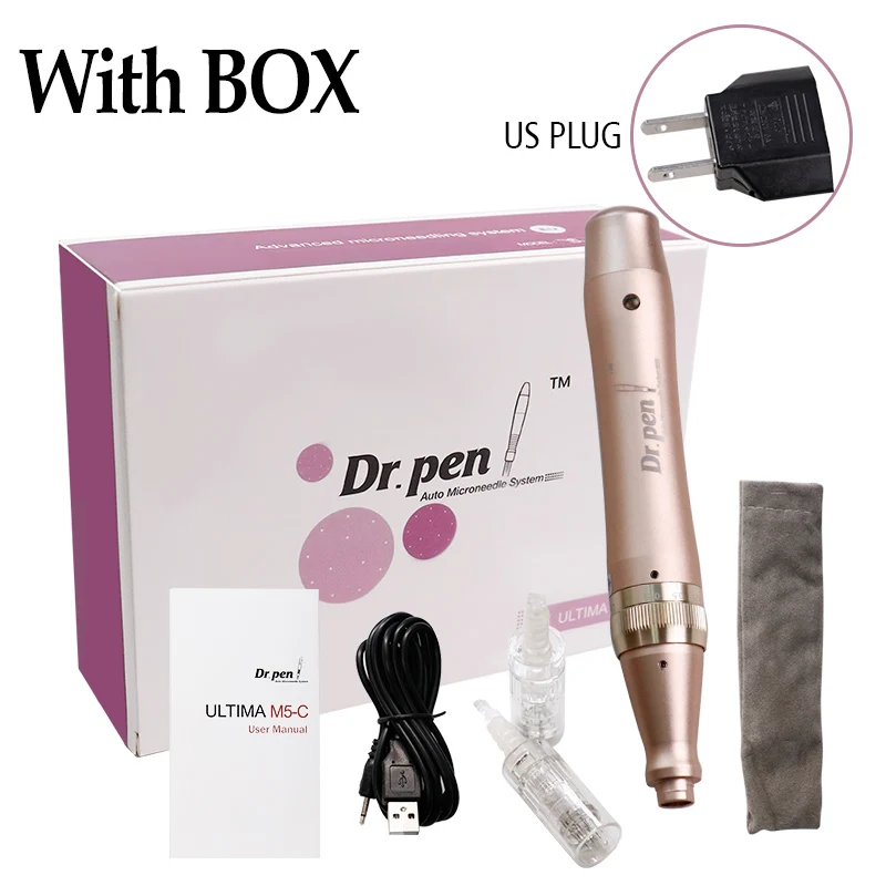 With box US Электрический Dr. Pen M5-C микроиглы ручка штык порт иглы картриджи ручка проводной кабель Drpen ULTIMA M5-C удалить шрам морщины - Цвет: With box US