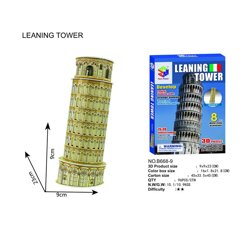Tower Игрушка-Известое здание 3d головоломка для DIY - Цвет: Tower