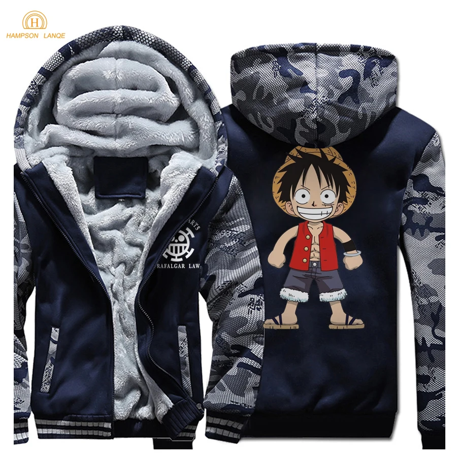 Япония Аниме One piece Luffy зимние куртки мужские s теплые флисовые модные толстовки мужские толстые толстовки размера плюс мужские Косплей