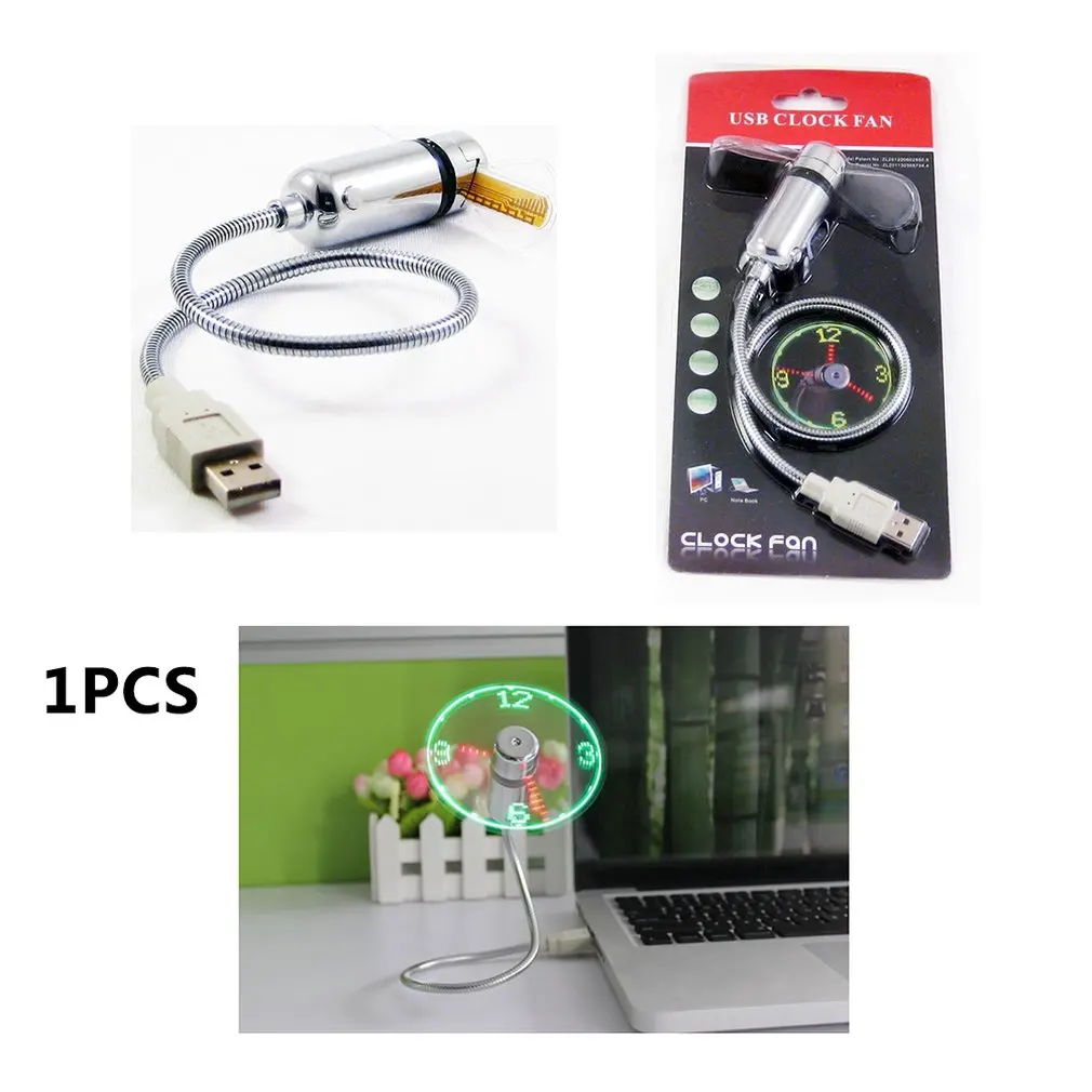 Ручной мини-портативный usb-вентилятор гаджеты гибкие на гибкой ножке, светодиодная часы обеспечивает прохладу во время ноутбук Laptop персональный компьютер в режиме реального времени Дисплей прочный регулируемый