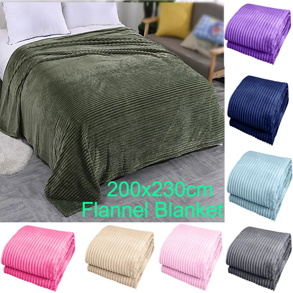 Фланелевое одеяло 200x230 см, домашний текстиль, Коралловое Флисовое одеяло на кровать, мягкий полосатый зимний диван для путешествий, теплое покрывало для кровати#20