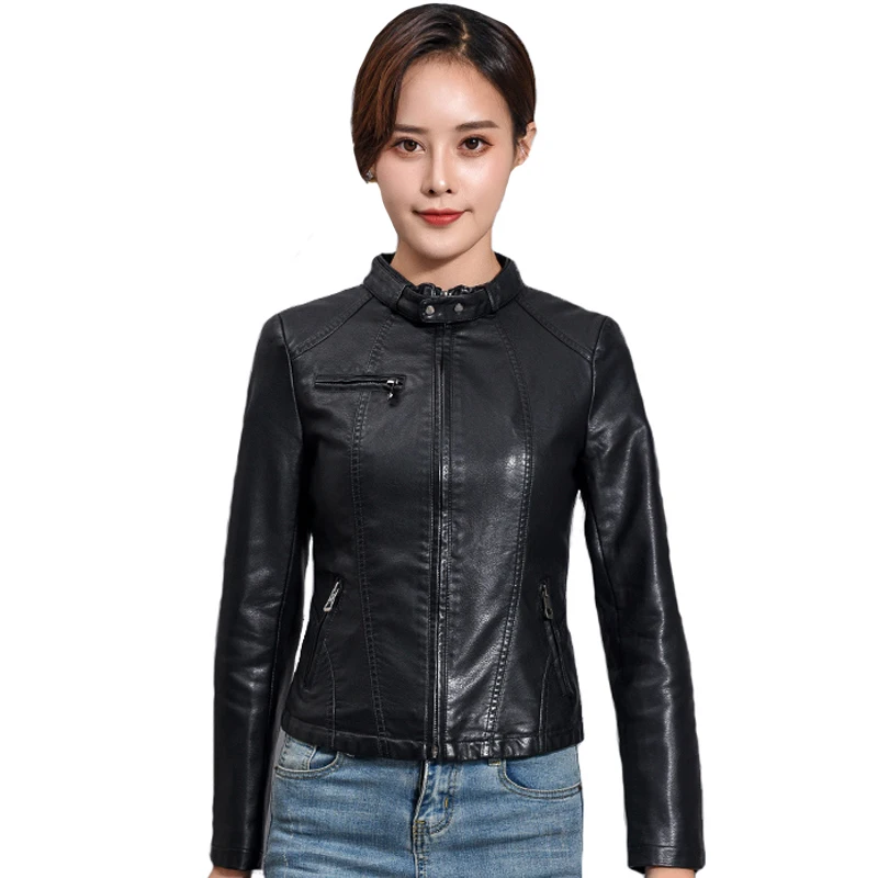 

Spring Autumn Women Leather Jackets Plus Size 5XL Motorcycle PU Leather Jacket Women Short Faux Leather Coat Female Biker Jacket