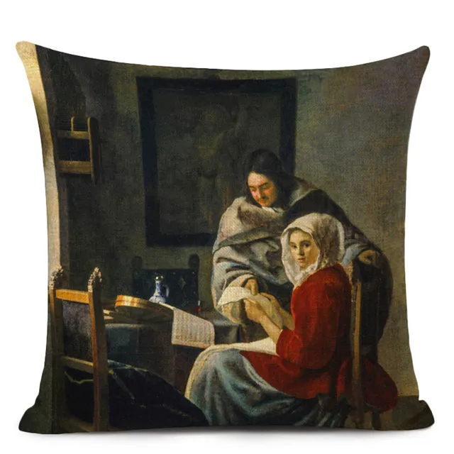 Vermeer, картина маслом, художественное украшение, наволочка для подушки, для девочек, с жемчугом, серьги, с принтом, наволочка, льняная наволочка для подушки, для домашнего декора - Цвет: 11