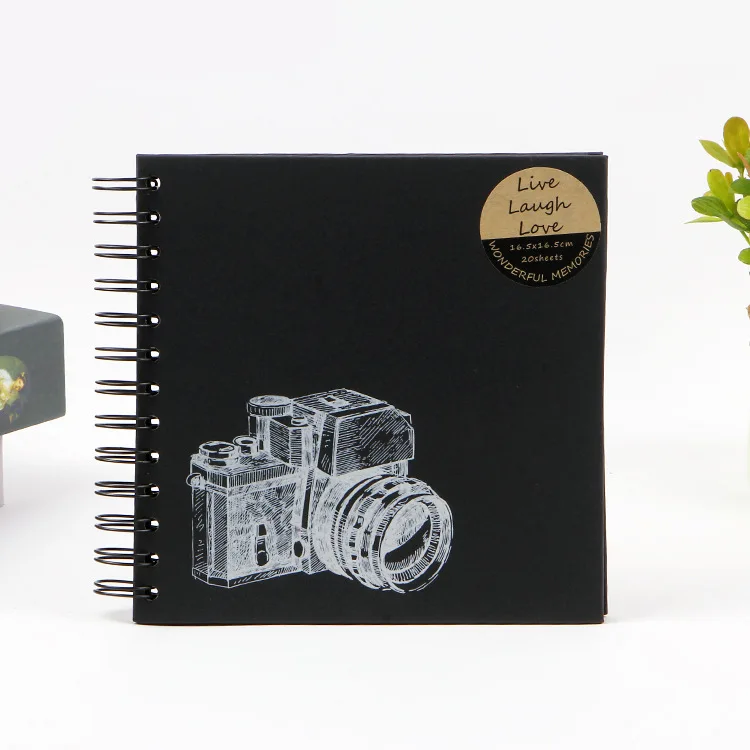 Kraftpaper/Black Paperboard Screen Printing Camera DIY Album Cool Special Paper Cover Photo Album Scrapbook Graduation Album