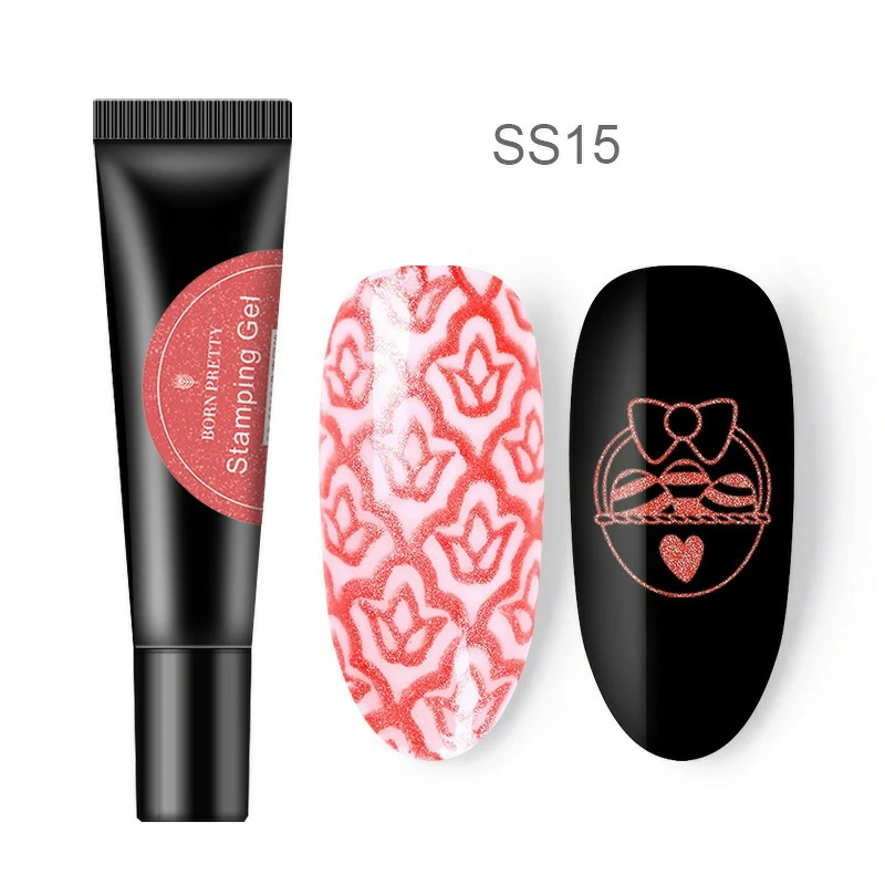 BP-SS15 BORN PRETTY Блестящий штамповочный гель для ногтей 8 мл блестящая пудра замочить от УФ-гель для дизайна ногтей Гель-лак для ногтей - Цвет: BP-SS15