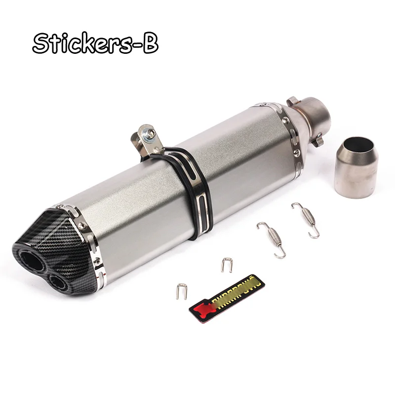 Stickers-B 470MM Universal Motorcycle Exhaust Pipe Moto Motorbike Escape Muffler Stainless Steel Inlet 36~51MM Pot Echappement Pipe Slip On - Цвет: Stickers-B
