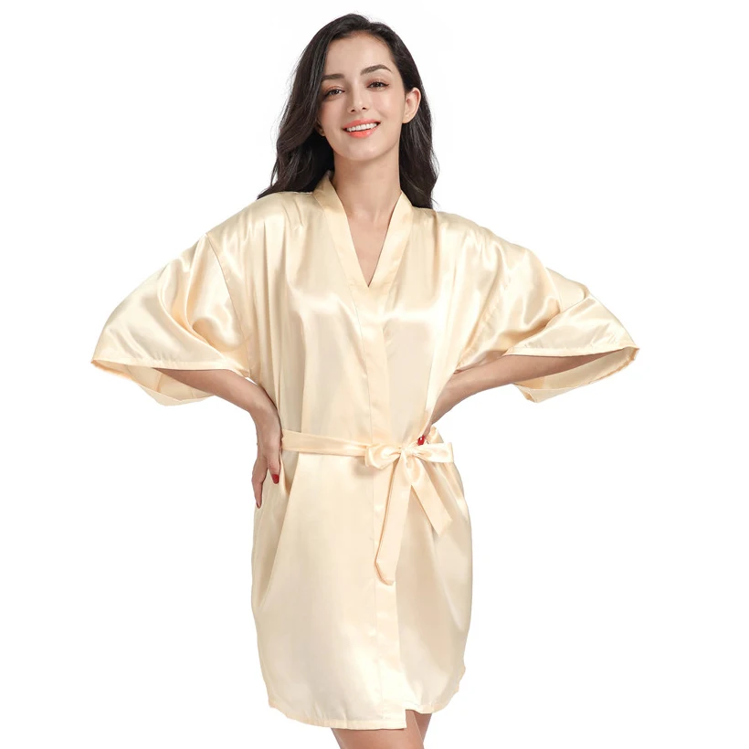 

Half Sleeve Kimono Gown Bride Bridesmaid Wedding Robe Sexy Mini Casual Home Dressing Comfortable Satin Softy Sleepwear Negligee