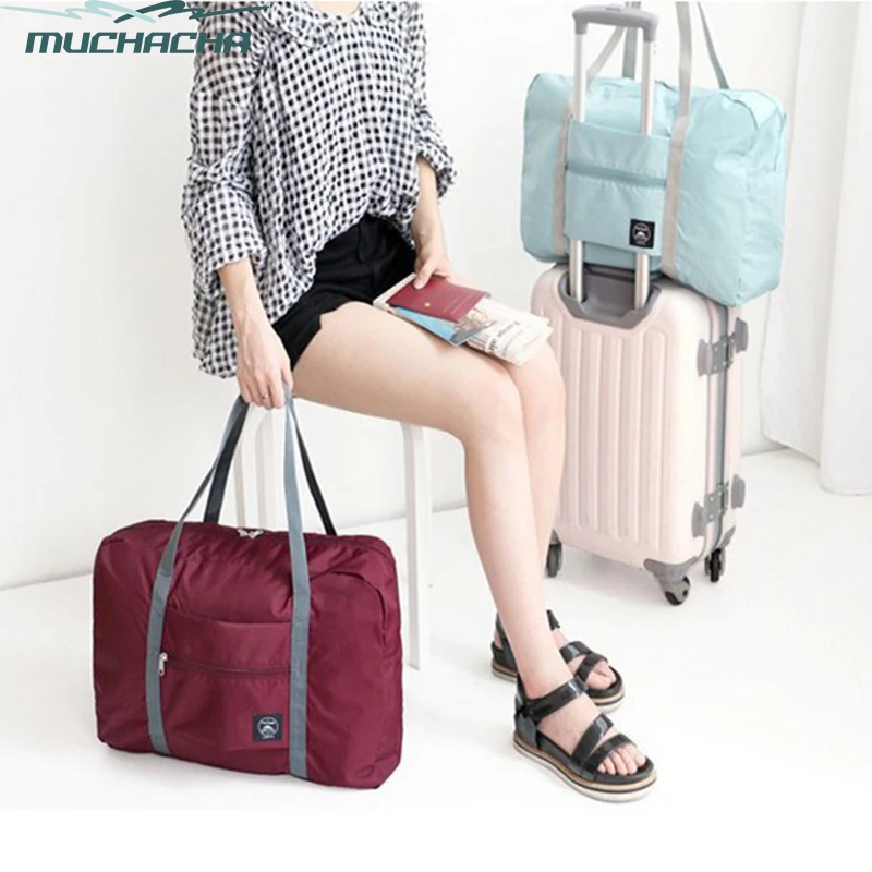 

Women Folded Flight Sport Travel Bag Unisex Waterproof Nylon Large Capacity Cloth Storage Carry-On Shoulder Luggage Bag