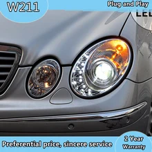 Автомобильный Стайлинг для Mercedes-Benz W211 2002-2005 E240 E200 E280 светодиодный Ангельские глазки DRL Дневной светодиодный налобный фонарь Передний фонарь