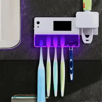 

3in1 Antibacterial UV Toothbrush Holder Automatic Toothpaste Dispenser Sterilize Home Cleaner Sterilize Bathroom Accessories Set
