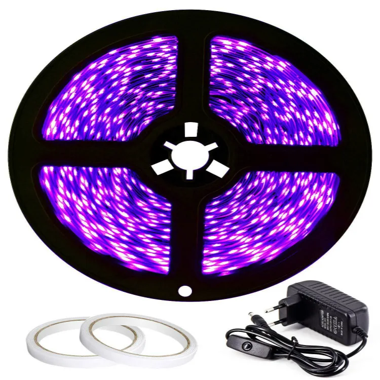 

LED Strip 2835UV Violet Sterilization Lamp Counter Money Detector Only Light Belt 12V600 Lamp Violet 10M Set