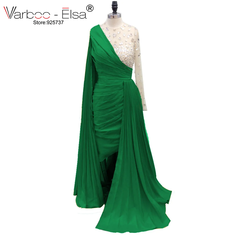 VARBOO_ELSA вечернее платье с длинным рукавом es ручная вышивка стразами robe de soiree musulman вечернее платье вечерние арабское вечернее платье - Цвет: as pic