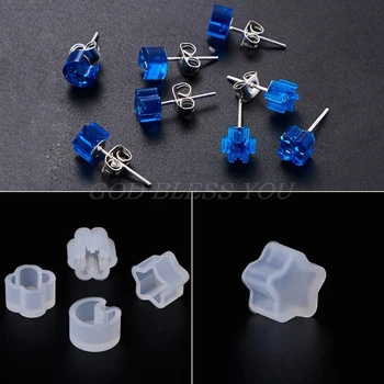 

2PCS/Set Silicone Mold Ear Stud DIY Jewelry Making Snowflake Moon Star Flower Shape Mini Small Molds Epoxy Resin Crafts Tools