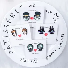 EUPNHY, 1 пара, серьги-гвоздики Maleficent queen с героями мультфильмов, гипоаллергенные эмалевые серьги, подвески для женщин и девушек, подарки