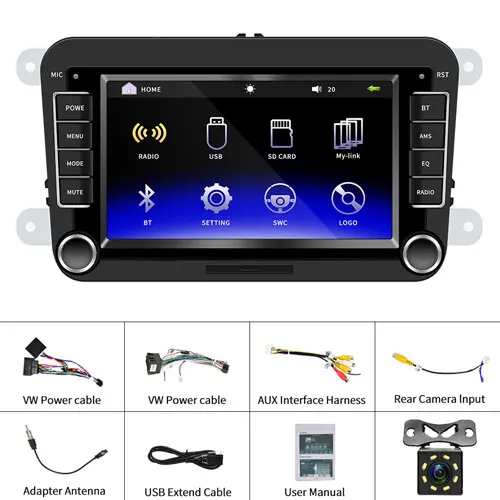 With 8 IR Camera Camecho 2DIN 7 ''Автомобильный мультимедийный плеер Bluetooth автомагнитолы Android зеркальная связь аудио стерео радио Coche Mp5 Аудио плеер для VW - Цвет: With 8 IR Camera