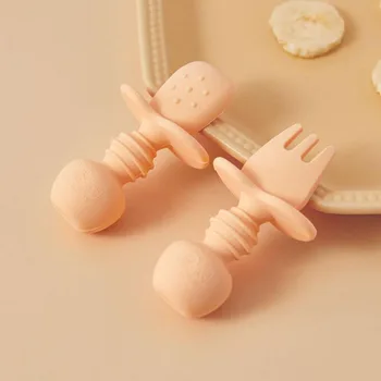 

2pcs Baby Feeding Fork Spoon Set Safety Infant Cloud Shape Dinnerware Set Kids 5 Colors Easy Grip Meal Training Flatware