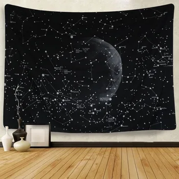 

Constellation Galaxy Tapestry Wall Hanging Dorm Decor Black Hippie Moon Wall Tapestry Fabric Wall Carpet Table Cloth Beach Towel