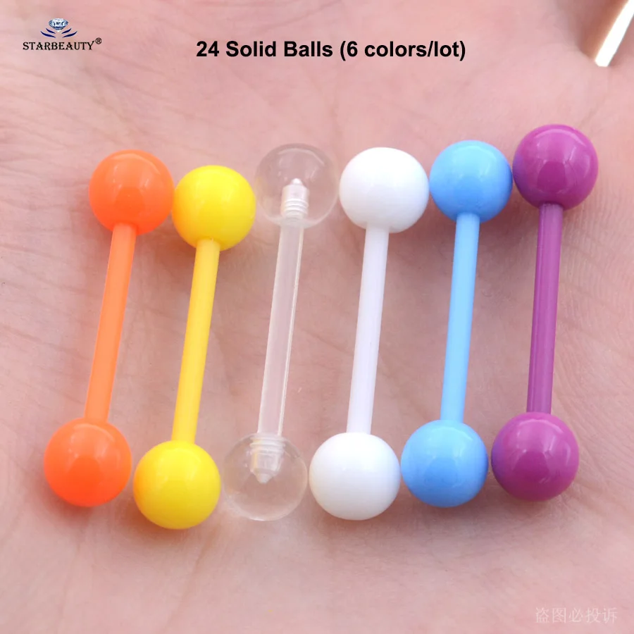 6 шт./лот 14 г крутое акриловое кольцо в язык langue кольцо для соска язык из нержавеющей стали кольца спиральные украшения для пирсинга ювелирные изделия для тела