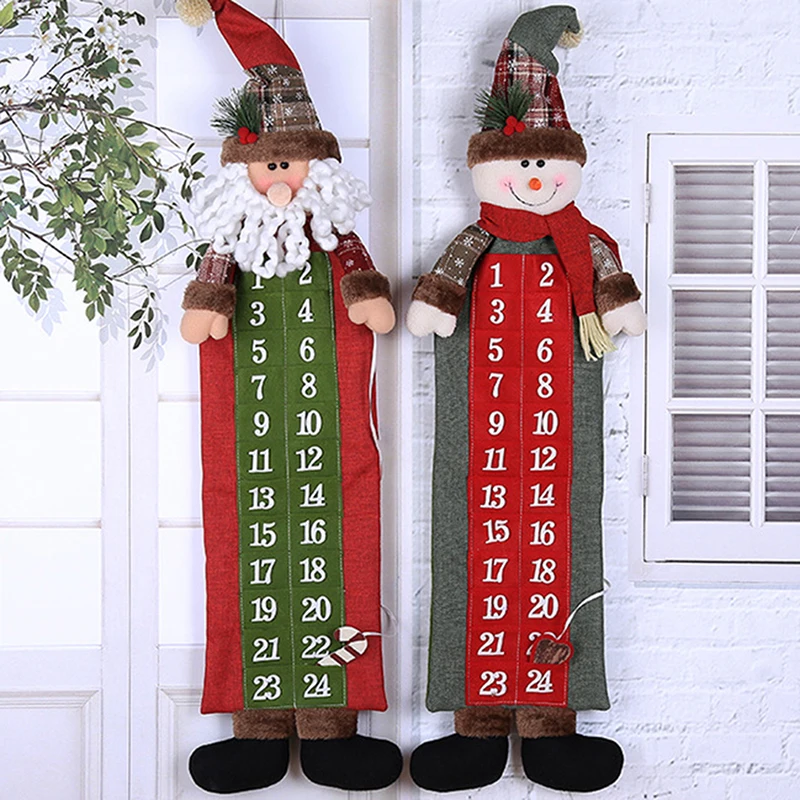 

90*23cm Christmas Advent Calendar Santa Claus Snowman Xmas New Year Countdown Hanging Ornaments Home Office Door Decoration