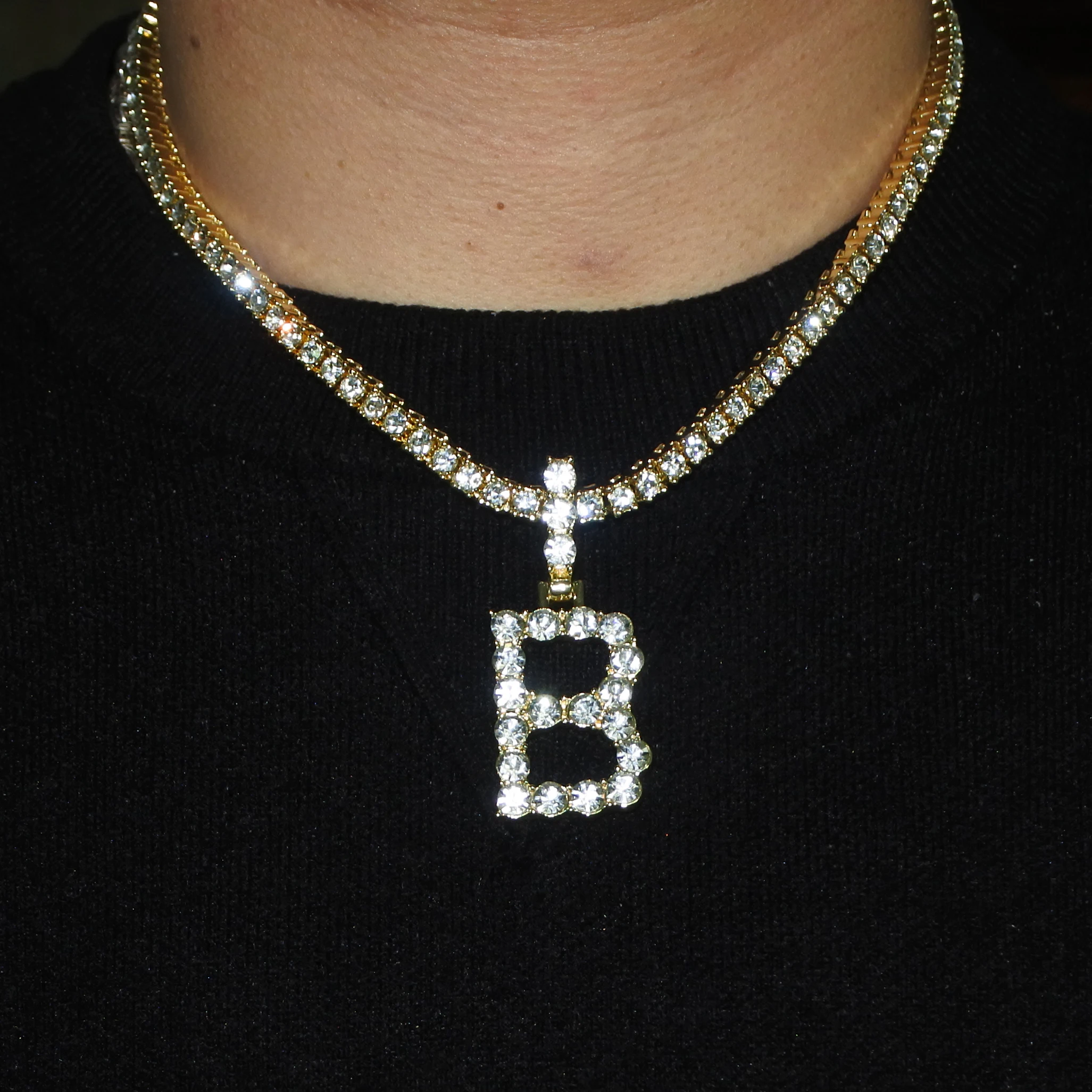 Initial Bubble Letters Charm Pendant 