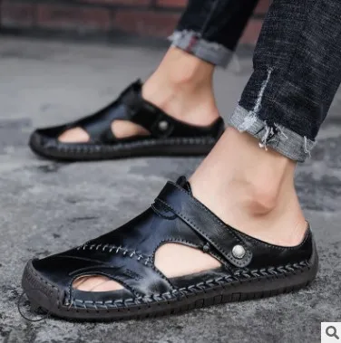 

Summer Sandals Men Leather Classic Roman Sandals 2020 Slipper Outdoor Sneaker Beach Rubber Flip Flops Men Water Trekking Sandals