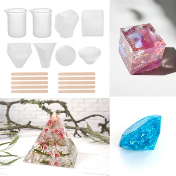 

18pcs Soap Candle Silicone Resin DIY Mold Silicone Cube Diamond Stone Crafts Casting Molds DIY Jewelry Craft Making Molds