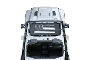 

Front Eclipse Sunshade Mesh Sun Shade Top Cover with USA Flag Provides UV Sun Protection for Jeep Wrangler 2018 Soft Top