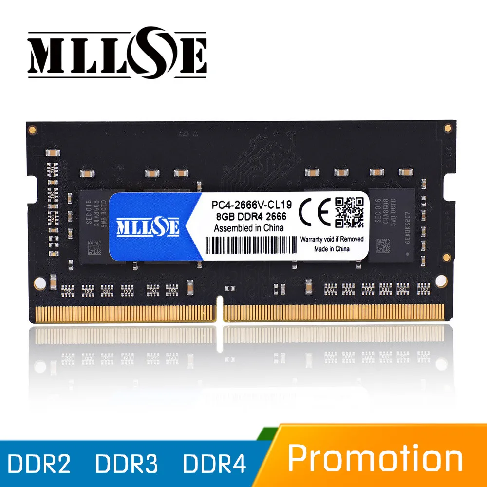 MLLSE DDR4 DDR3 DDR2 1GB 2GB 4GB 8GB 16GB Laptop Ram Memory 1066 1333 1600 1866 2133 2400 2666 DDR3L Sodimm Notebook Memoria