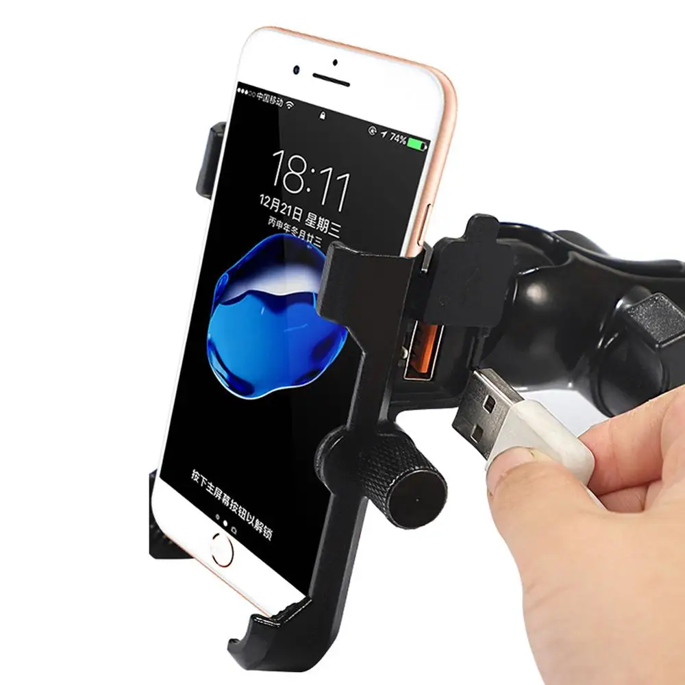 Алюминиевое Крепление для мотоцикла на руль 3.4A Быстрая зарядка USB Водонепроницаемый держатель для сотового телефона вращающийся на 360 ° кронштейн 10-24V транспортные средства