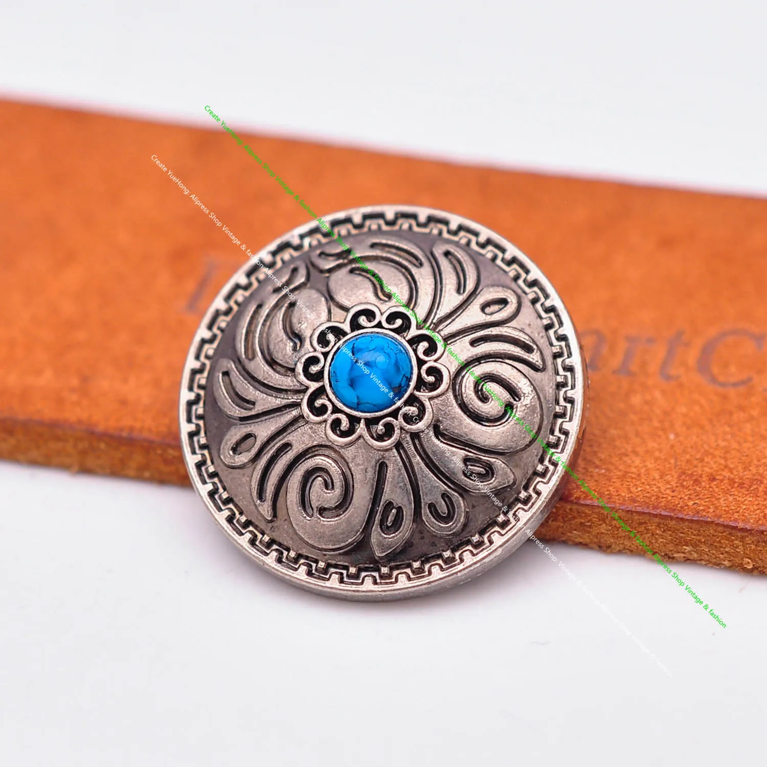10 stücke 25mm Retro Silber Blume graviert schwarze Perle DIY Leder handwerk Western Gürtel Geldbörse Zubehör Leder Concho Screw back – Detail 17