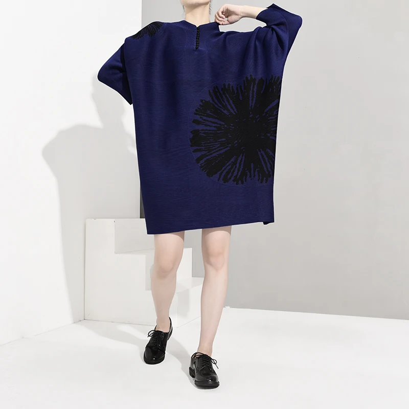LANMREM Новая модная женская рубашка с длинными рукавами женские толстовки Vestido с принтом однобортный пуловер свободное платье YE76305